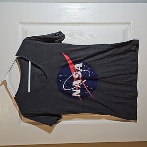 Mighty Fine Nasa Graphic Tee V Neck Size L